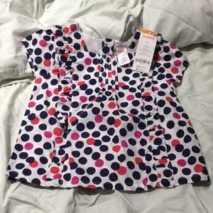 Gymboree 3t polka dot blouse NWT pink white navy